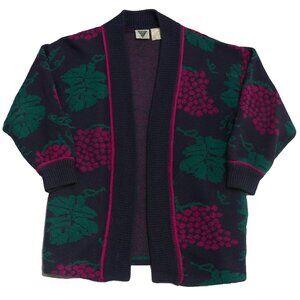 Vintage 1980s Novelty Grape Cardigan, size 2XL